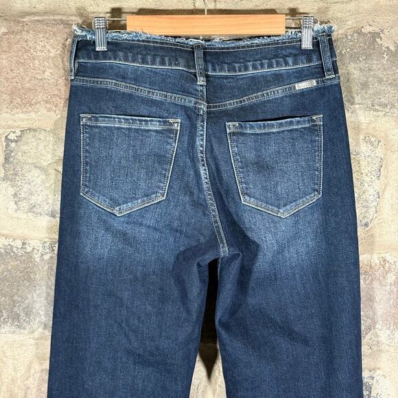 Kancan Makayla‎ Ultra High Rise Flare Wide Leg Jeans Size 26 /5 Dark Wash Raw - Picture 6 of 13
